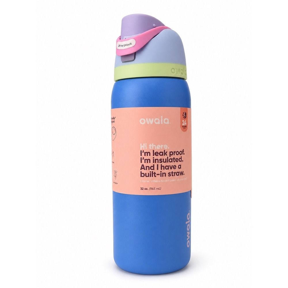 Owala FreeSip 32oz Insulated Stainless Steel Water Bottle Hummingbird Blue Pink